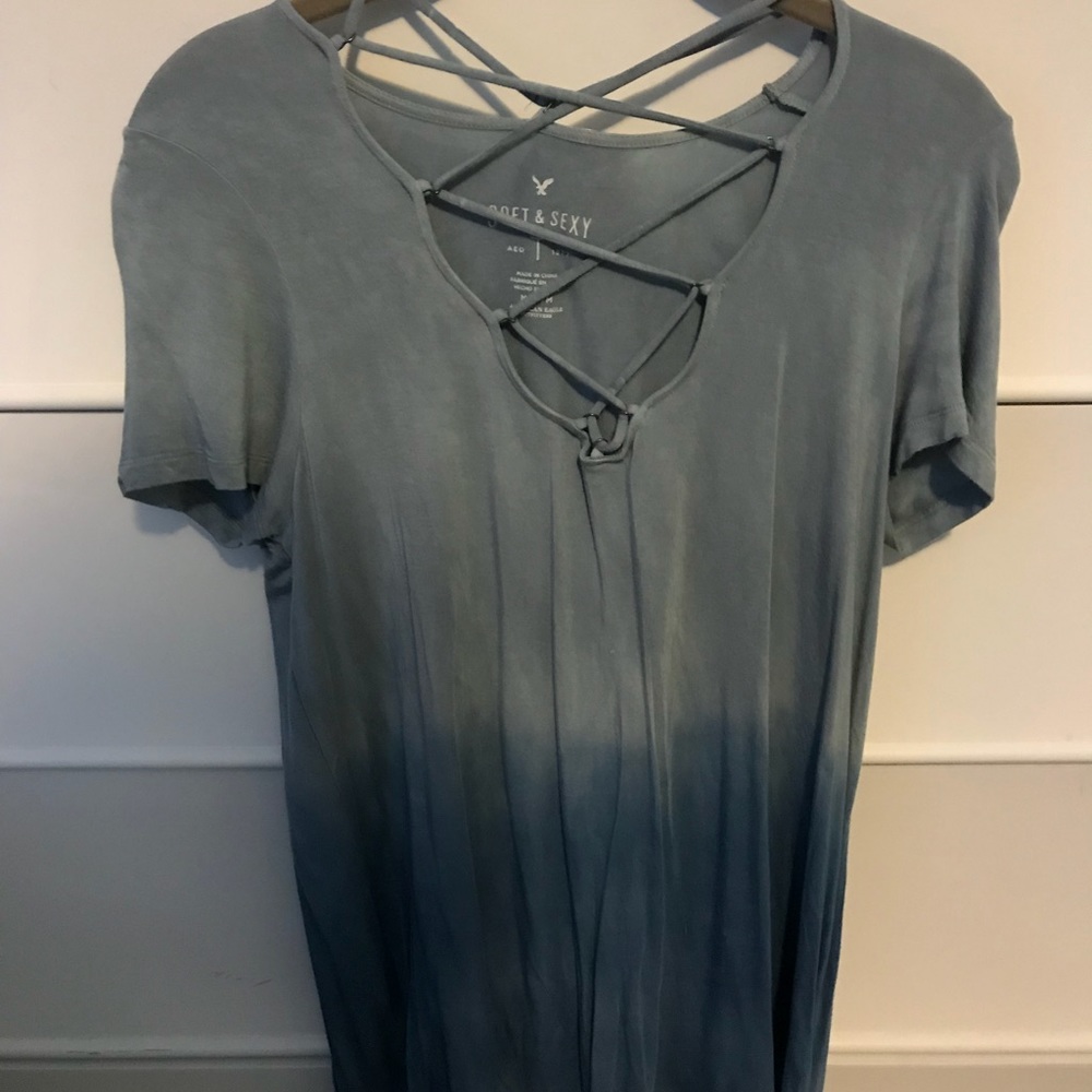 american eagle “soft and sexy” lace up t-shirt